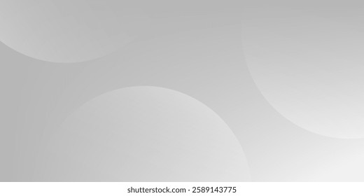 A minimalist abstract background featuring overlapping curves and circular shapes in various shades of gray, creating a smooth gradient and subtle depth