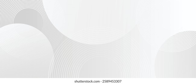 A minimalist abstract background featuring overlapping curves and circular shapes in various shades of gray, creating a smooth gradient and subtle depth