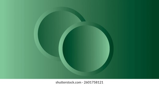 minimalist abstract background featuring overlapping curves and circular shapes in various shades of green