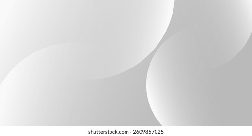 A minimalist abstract background featuring overlapping curves and circular shapes in various shades of gray, creating a smooth gradient and subtle depth
