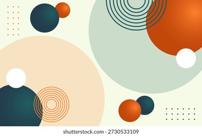 A minimalist abstract background featuring overlapping circles and geometric patterns in a muted color palette