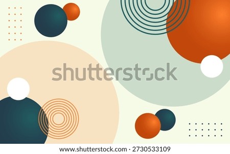 A minimalist abstract background featuring overlapping circles and geometric patterns in a muted color palette