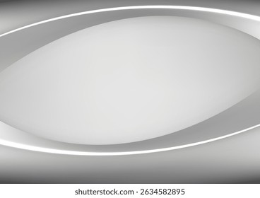 Fondo abstracto minimalista con Formas blancas y grises curvas suaves con bordes brillantes, creando profundidad y elegancia moderna perfecta para proyectos de diseño, Fondos de pantalla y visuales creativos