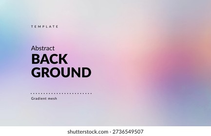 Minimalist abstract background featuring a soft pastel color gradient. Light purple, blue, and pink hues blend seamlessly to create a smooth combination of pale shades with a frosted glass visual effect. Modern Backdrop Template for Branding, Web Design, Packaging, Covers, Ad Banners, Presentations, Posters, Digital Art, Graphics and Creative Use. Vector image.