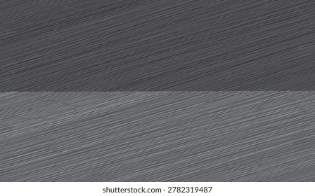A minimalist abstract background featuring a split composition with two distinct shades of gray, both rendered with fine diagonal lines creating a subtle texture.