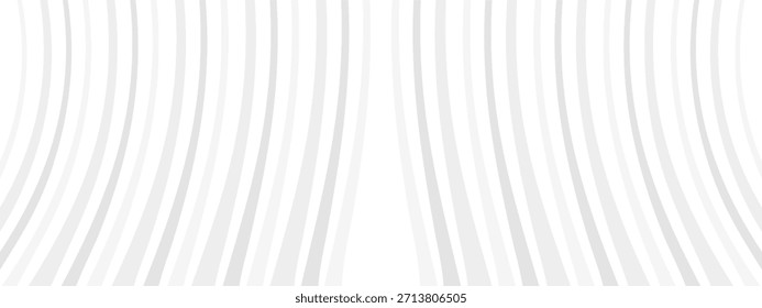 Um plano de fundo abstrato minimalista com listras curvas cinzento claro simétricas, arqueadas para dentro em uma superfície branca, criando uma sensação sutil de profundidade e perspectiva.