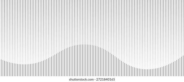 Fondo abstracto minimalista con líneas negras de Vertical delgadas que forman Formas onduladas suaves sobre una superficie blanca. El patrón lineal limpio crea una sensación de ritmo,