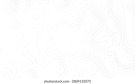 A minimalist abstract background featuring thin, dark gray contour lines on a clean white surface. The lines form organic, flowing shapes reminiscent of topographic maps, with subtle variations in thickness and spacing. A very faint gradient adds depth to the white background.