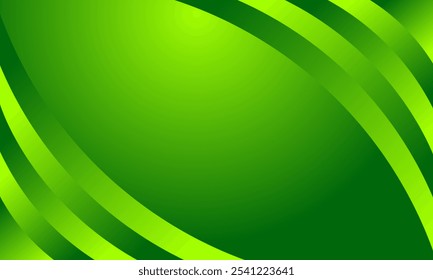 Um plano de fundo abstrato minimalista com duas linhas curvas em tons de verde em um gradiente verde.