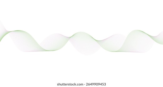 Minimalist abstract background with flowing curved blue-green gradient lines on a white backdrop. Elegant wave pattern design with smooth lines creating a sense of motion and fluidity.