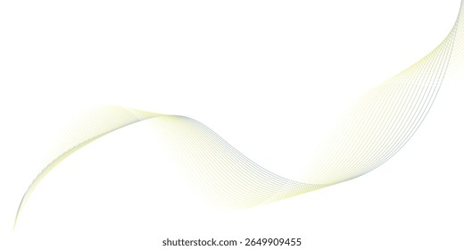 Minimalist abstract background with flowing curved blue-green gradient lines on a white backdrop. Elegant wave pattern design with smooth lines creating a sense of motion and fluidity.