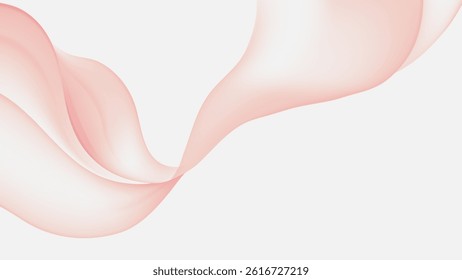 Minimalist abstract background, flowing and translucent waves in shades of pale pink on a light gray background
