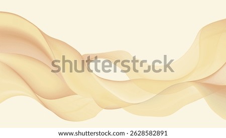 Minimalist abstract background, flowing and translucent waves in shades of pale yellow and cream on a light yellow background
