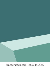 a minimalist abstract background with geometric shapes in shades of turquoise green and white color palette