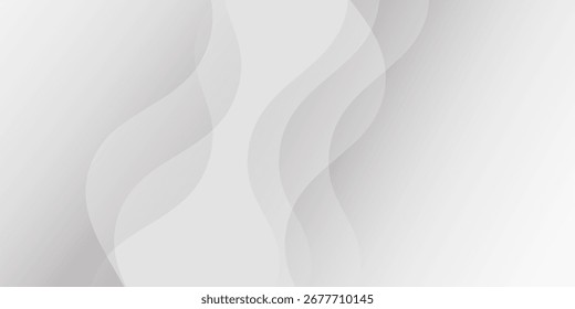 Plano de fundo abstrato minimalista em gradiente cinza e branco com padrões de linha ondulada vertical. Design elegante, moderno e neutro, perfeito para cartazes