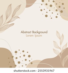 Minimalist abstract background with hand drawn organic shapes and floral and botanical elements. liquid shapes. soft beige and neutral tones pastel colors. vector illustration