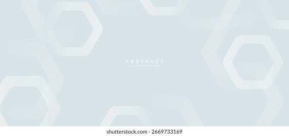 Minimalist abstract background with hexagon lines and soft gradients in light tones