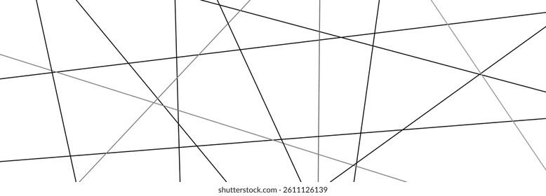 Minimalist abstract background with intersecting black lines on a white surface. Geometric design ideal for modern art, textures, or wallpapers. Vector illustration . EPS 10 .
