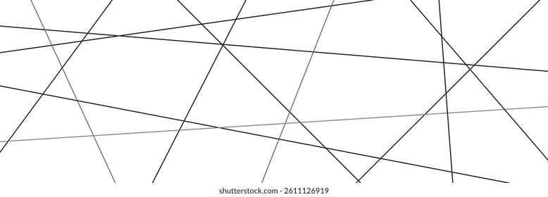 Minimalist abstract background with intersecting black lines on a white surface. Geometric design ideal for modern art, textures, or wallpapers. Vector illustration . EPS 20 .