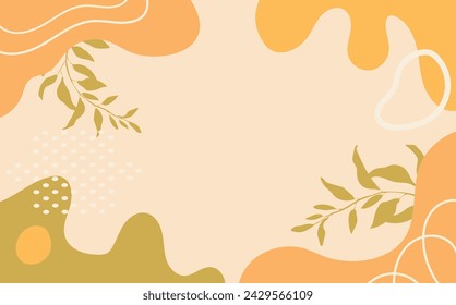 Minimalist abstract background with abstract line art and botanical leaves.Creative banner templates with copy space for text.  Vector background for banner, and poster.