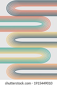 Minimalist abstract background made up of line pattern in retro nostalgic colors, vector design