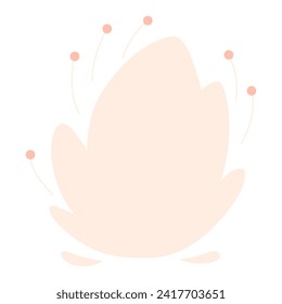 Minimalist abstract background with outline leaves. Hand drawing various shapes and doodle objects. Pastel color, vector illustration