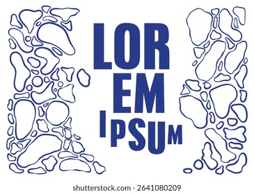 Minimalist abstract background with outline shapes of stones against white. Doodle style stone pattern. 