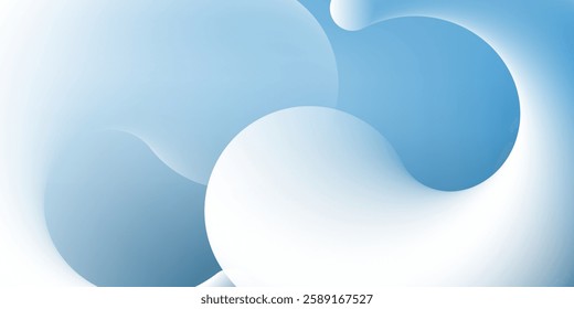 Minimalist abstract background with overlapping curvy blue and grey circular 3d shapes. Modern geometric design with a soft gradient effect, perfect for branding, presentations or digital artwork.