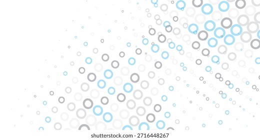 Un fondo abstracto minimalista con una dispersión de círculos de color azul claro, gris y pastel y Formas geométricas sobre un fondo blanco.