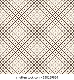 Minimalist abstract background. Simple modern print with crosses. Outline seamless pattern with geometric figures. Digital paper, textile print, page fill. Vector art