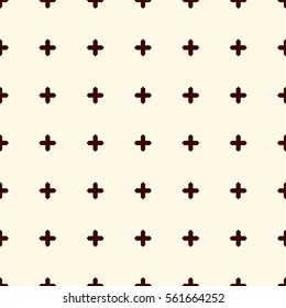 Minimalist abstract background. Simple modern print with crosses. Outline seamless pattern with geometric figures. Digital paper, textile print, page fill. Vector art.