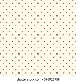 Minimalist abstract background. Simple modern print with crosses. Seamless pattern with geometric figures. Digital paper, textile print, page fill. Vector art