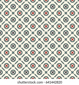 Minimalist abstract background. Simple modern print with crosses. Seamless pattern with geometric figures. Digital paper, textile print, page fill. Vector art