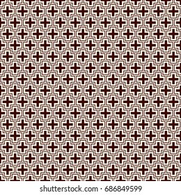 Minimalist abstract background. Simple modern print with crosses. Outline seamless pattern with geometric figures. Contemporary digital paper, textile print, page fill. Vector art.