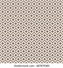 Minimalist abstract background. Simple modern print with crosses. Outline seamless pattern with geometric figures. Contemporary digital paper, textile print, page fill. Vector art.