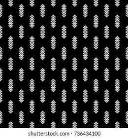 Minimalist abstract background. Simple modern print with arrows. Seamless surface pattern design with geometric figures. Ethnic and tribal motif. Digital paper, textile print, page fill. Vector art.