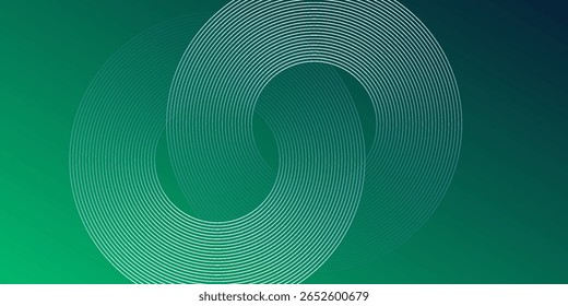 Plano de fundo abstrato minimalista com gradiente suave de verde a azul e padrão de linha circular hipnótico