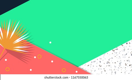 Minimalist abstract background, triangle shapes with leaves, red and green tones