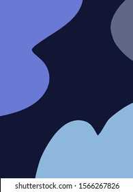 Minimalist abstract background in vector. Abstraction with different shapes in blue shades. Modern image.