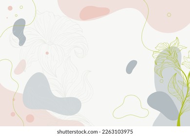 Minimalist Abstract background watercolor art botanical line art wallpaper background vector. Luxury cover design with text, golden texture and brush style.
