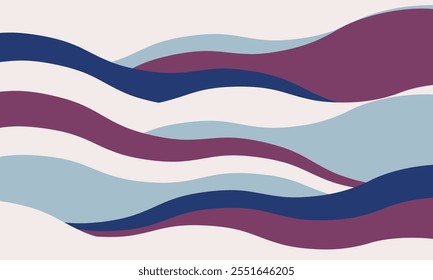 Minimalist abstract background with wavy, rippled stripes and sparse curves. Flowing, textured lines in trendy colors create a graphic look, perfect for posters, prints, or a modern, minimal design.