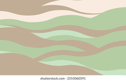 Minimalist abstract background with wavy, rippled stripes and sparse curves. Flowing, textured lines in trendy colors create a graphic look, perfect for posters, prints, or a modern, minimal design.