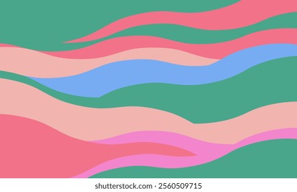 Minimalist abstract background with wavy, rippled stripes and sparse curves. Flowing, textured lines in trendy colors create a graphic look, perfect for posters, prints, or a modern, minimal design.