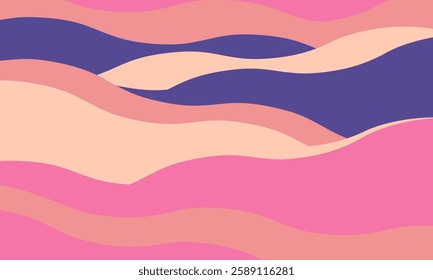 Minimalist abstract background with wavy, rippled stripes and sparse curves. Flowing, textured lines in trendy colors create a graphic look, perfect for posters, prints, or a modern, minimal design.