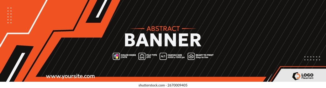 Modelo minimalista abstrato de design de banner com composição de formas dinâmicas