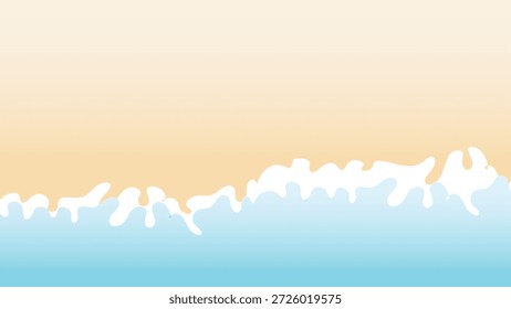 Ilustración abstracta minimalista de la playa con un océano azul claro sereno, costa arenosa cálida y crestas ondulatorias blancas suaves, ideal para fondos de verano tranquilos o proyectos de Diseño gráfico
