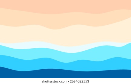 minimalist abstract beach vector showing layered waves and sand in soft colorful design