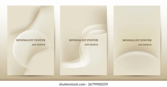 Conjunto de fondo abstracto minimalista beige para anuncios y pósters
