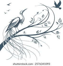 Minimalist abstract bird, brushstroke art, elegant design for creative projects