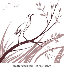 Minimalist abstract bird, brushstroke art, elegant design for creative projects